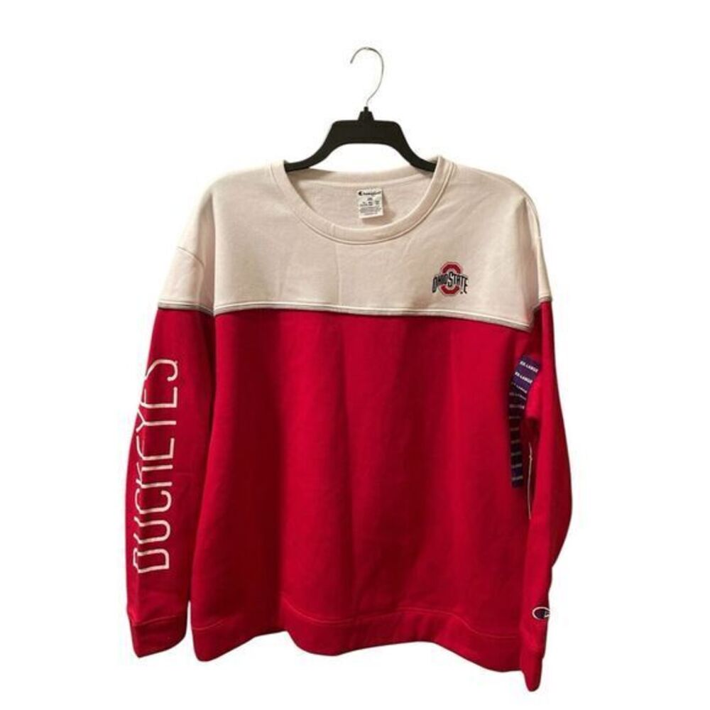 Champion Ohio State Crewneck Sweatshirt Size XXL Red White Buckeyes Spellout NWT
